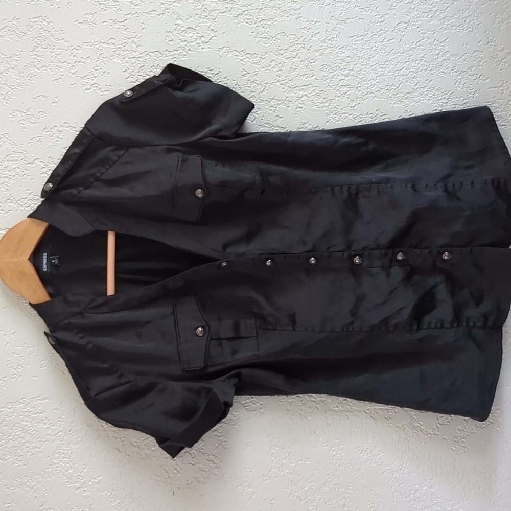 Satin short sleeve button down